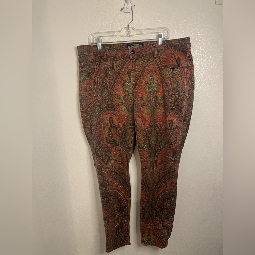 Lucky Brand Charlie Velvety Soft Paisley Print Skinny Ankle Stretch Jeans 18W